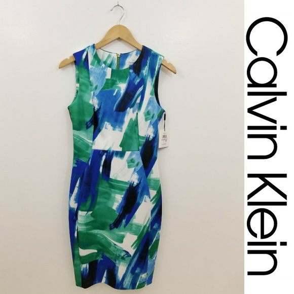 Calvin Klein Dresses & Skirts - NWT Calvin Klein Brush Stroke Scuba sheath Dress